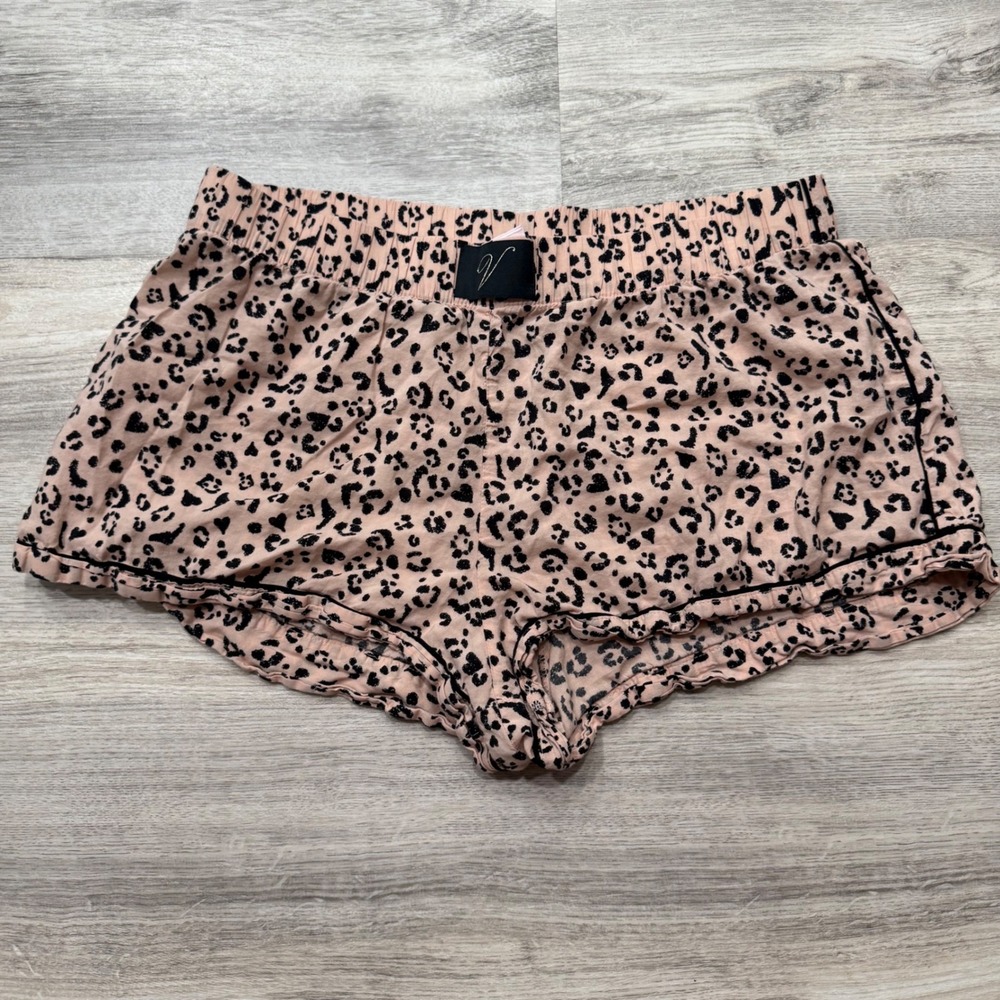 Victoria's Secret Pink Leopard Print Pajama Shorts Women S Heart Animal Print